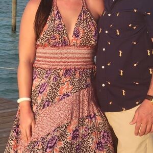 Free People Red and White Patterned Dress